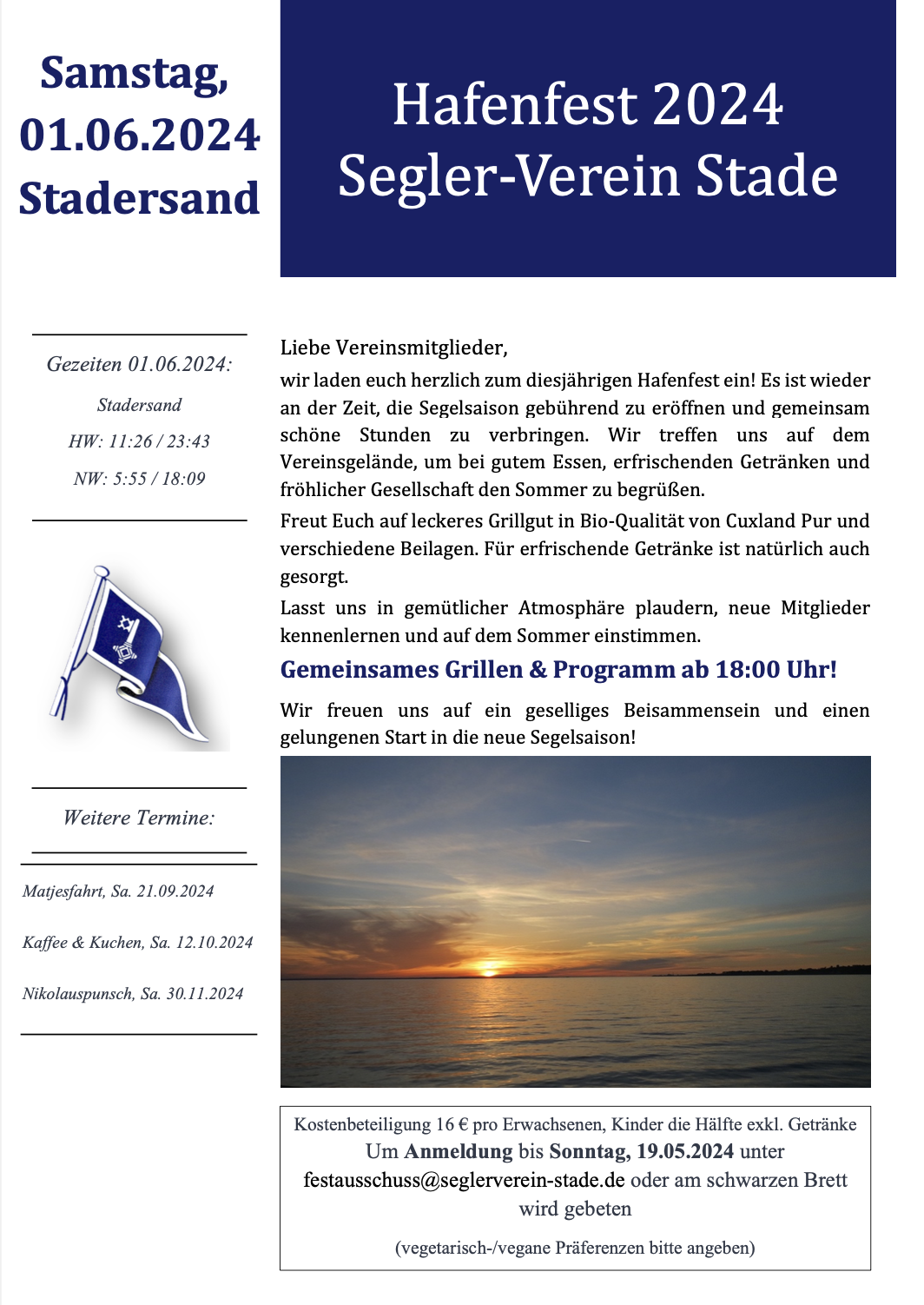 Einladung Hafenfest 2024 SVSt